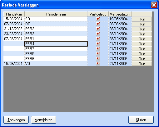 Periode Vastleggen